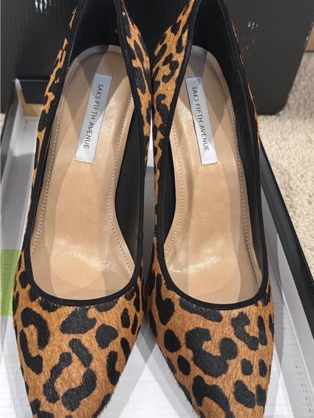 Saks Fifth Avenue Leopard-Print Pointed Toe Pumps - Brown/Black